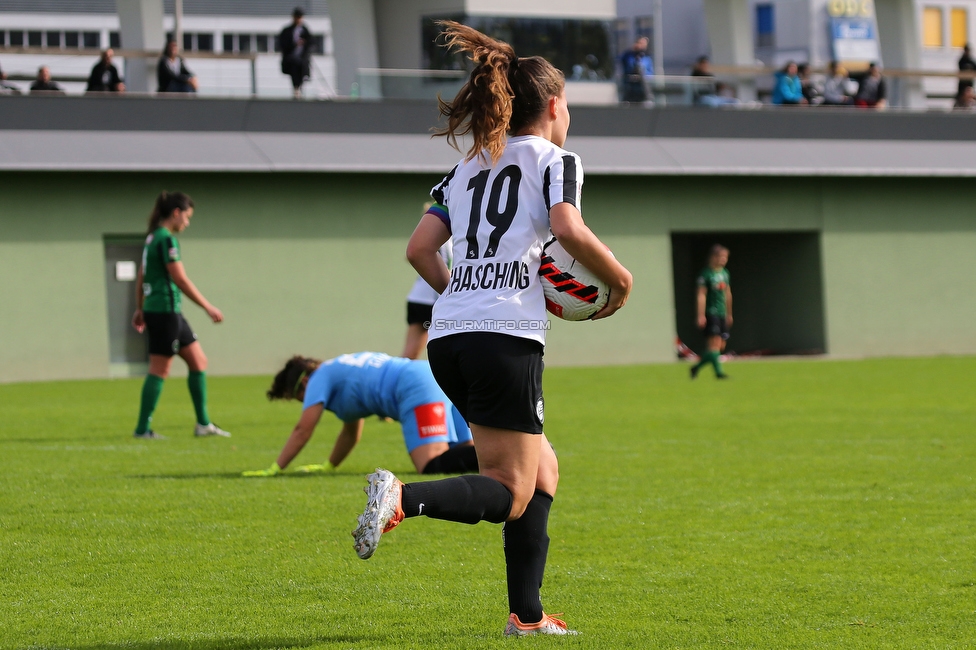 Sturm Damen - Wacker Innsbruck
OEFB Frauen Bundesliga, 7. Runde, SK Sturm Graz Damen - FC Wacker Innsbruck, MURAUER Bier Arena - StFV Graz, 23.05.2022. 

Foto zeigt Annabel Schasching (Sturm Damen)
