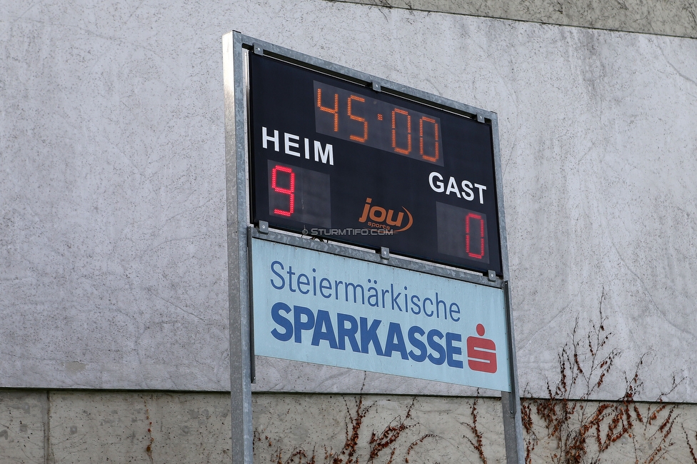 Sturm Damen - Wacker Innsbruck
OEFB Frauen Bundesliga, 7. Runde, SK Sturm Graz Damen - FC Wacker Innsbruck, MURAUER Bier Arena - StFV Graz, 23.05.2022. 

Foto zeigt die Anzeigetafel zur Halbzeit
