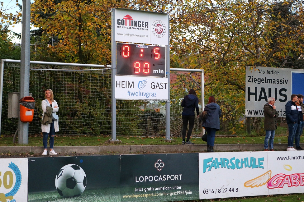 LUV Graz - Sturm Graz
OEFB Frauen Cup, Union LUV Graz - SK Sturm Graz, Sportplatz Union LUV Graz, 26.10.2022. 

Foto zeigt den Endstand
