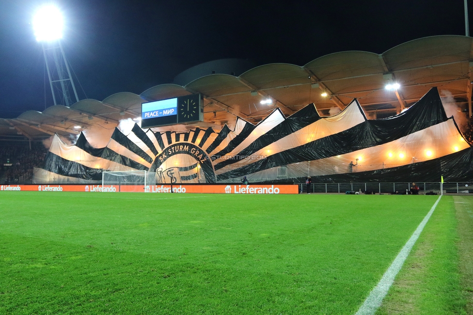 Sturm Graz - Feyenoord
UEFA Europa League Gruppenphase 5. Spieltag, SK Sturm Graz - Feyenoord Rotterdam, Stadion Liebenau Graz, 27.10.2022. 

Foto zeigt Fans von Sturm mit einer Choreografie
Schlüsselwörter: pyrotechnik