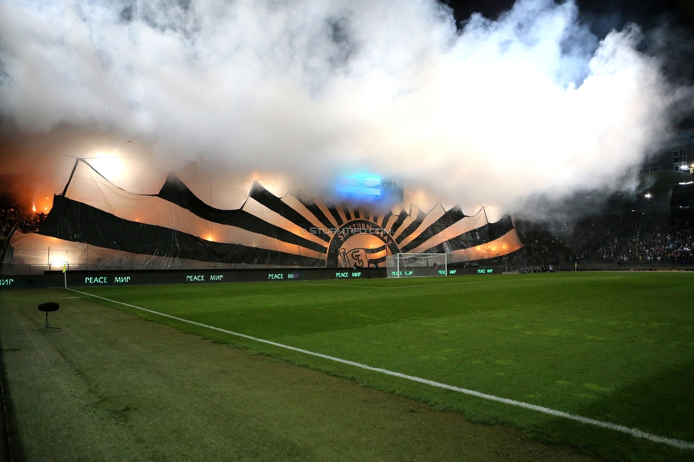 Sturm Graz - Feyenoord
UEFA Europa League Gruppenphase 5. Spieltag, SK Sturm Graz - Feyenoord Rotterdam, Stadion Liebenau Graz, 27.10.2022. 

Foto zeigt Fans von Sturm mit einer Choreografie
