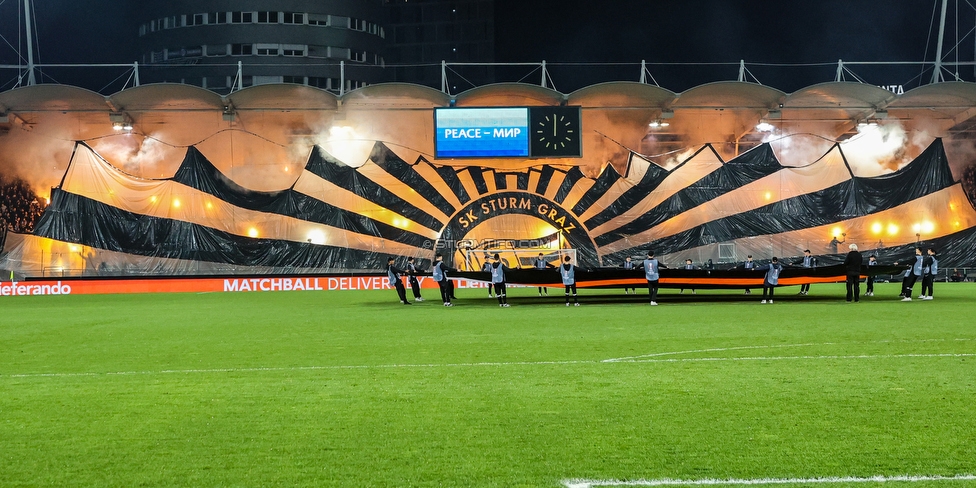 Sturm Graz - Feyenoord
UEFA Europa League Gruppenphase 5. Spieltag, SK Sturm Graz - Feyenoord Rotterdam, Stadion Liebenau Graz, 27.10.2022. 

Foto zeigt Fans von Sturm mit einer Choreografie
Schlüsselwörter: pyrotechnik