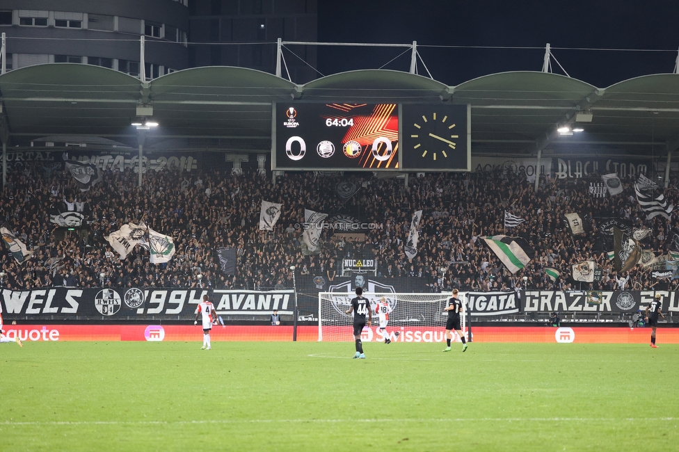 Sturm Graz - Feyenoord
UEFA Europa League Gruppenphase 5. Spieltag, SK Sturm Graz - Feyenoord Rotterdam, Stadion Liebenau Graz, 27.10.2022. 

Foto zeigt Fans von Sturm
