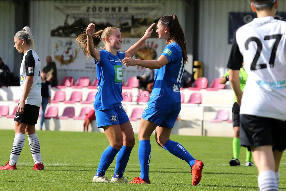 Altenmarkt - Sturm Graz
OEFB Frauen Bundesliga, 8. Runde, SKV Altenmarkt - SK Sturm Graz, Sportplatz Altenmarkt-Tr. SKV, 29.10.2022. 

Foto zeigt Anna Maria Wirnsberger (Sturm Damen) und Anna Malle (Sturm Damen)
