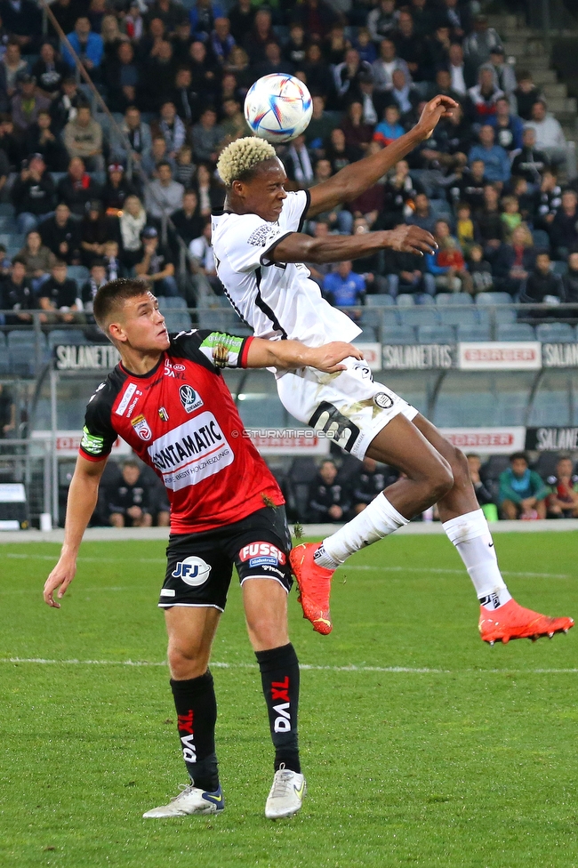 Sturm Graz - Ried
Oesterreichische Fussball Bundesliga, 14. Runde, SK Sturm Graz - SV Ried, Stadion Liebenau Graz, 30.10.2022. 

Foto zeigt Emanuel Emegha (Sturm)
