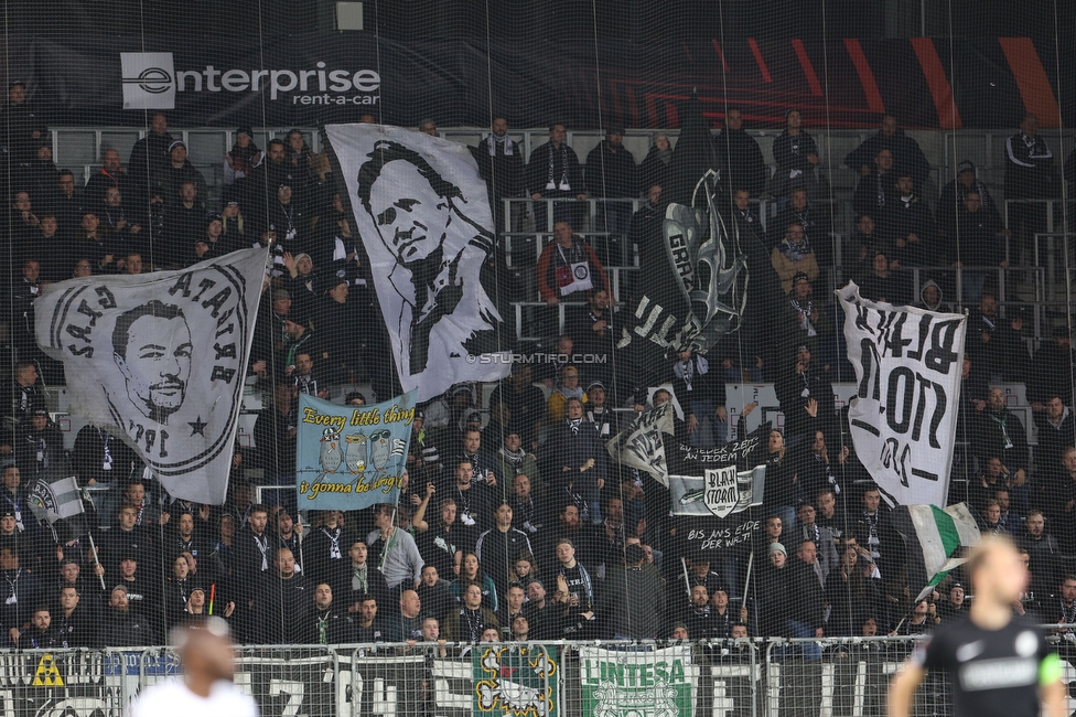 Midtjylland - Sturm Graz
UEFA Europa League Gruppenphase 6. Spieltag, FC Midtjylland - SK Sturm Graz, Arena Herning, 03.11.2022. 

Foto zeigt Fans von Sturm
