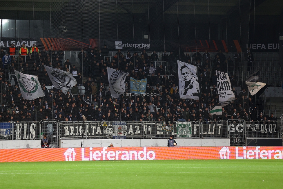 Midtjylland - Sturm Graz
UEFA Europa League Gruppenphase 6. Spieltag, FC Midtjylland - SK Sturm Graz, Arena Herning, 03.11.2022. 

Foto zeigt Fans von Sturm
