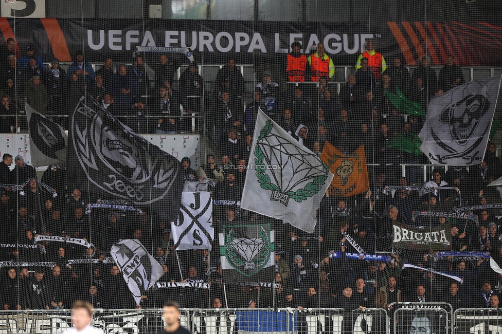 Midtjylland - Sturm Graz
UEFA Europa League Gruppenphase 6. Spieltag, FC Midtjylland - SK Sturm Graz, Arena Herning, 03.11.2022. 

Foto zeigt Fans von Sturm
