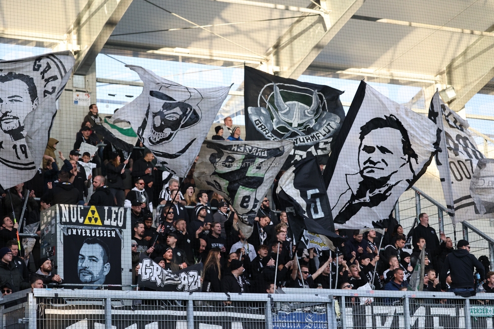 Altach - Sturm Graz
Oesterreichische Fussball Bundesliga, 15. Runde, SCR Altach - SK Sturm Graz, Stadion Schnabelholz Altach, 06.11.2022. 

Foto zeigt Fans von Sturm
