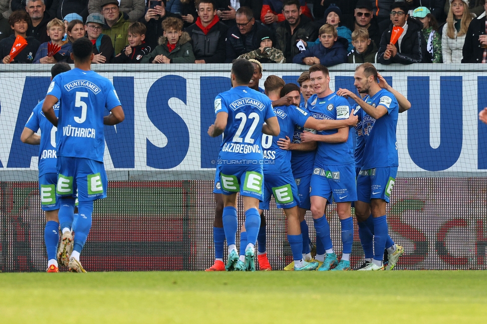 Altach - Sturm Graz
Oesterreichische Fussball Bundesliga, 15. Runde, SCR Altach - SK Sturm Graz, Stadion Schnabelholz Altach, 06.11.2022. 

Foto zeigt Otar Kiteishvili (Sturm)
Schlüsselwörter: torjubel