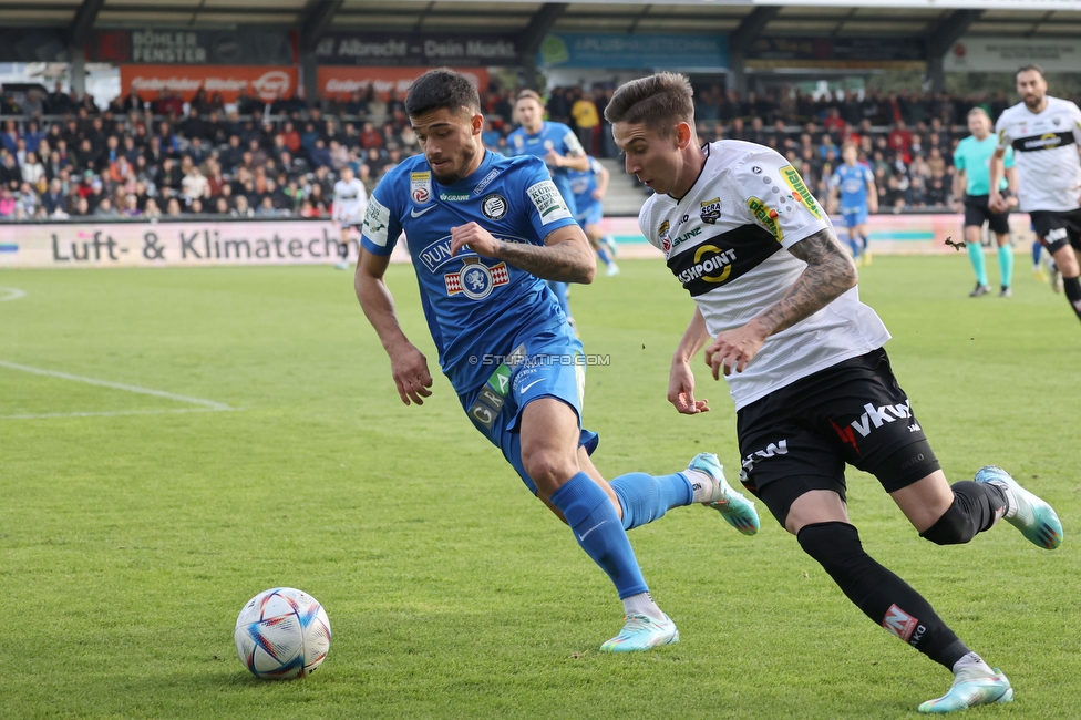 Altach - Sturm Graz
Oesterreichische Fussball Bundesliga, 15. Runde, SCR Altach - SK Sturm Graz, Stadion Schnabelholz Altach, 06.11.2022. 

Foto zeigt Jusuf Gazibegovic (Sturm)
