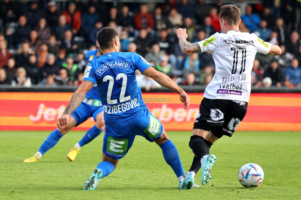 Altach - Sturm Graz
Oesterreichische Fussball Bundesliga, 15. Runde, SCR Altach - SK Sturm Graz, Stadion Schnabelholz Altach, 06.11.2022. 

Foto zeigt Jusuf Gazibegovic (Sturm)
