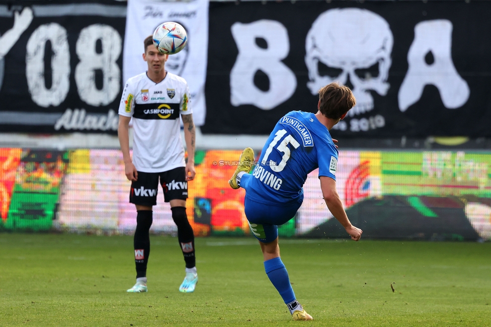 Altach - Sturm Graz
Oesterreichische Fussball Bundesliga, 15. Runde, SCR Altach - SK Sturm Graz, Stadion Schnabelholz Altach, 06.11.2022. 

Foto zeigt William Boeving (Sturm)
