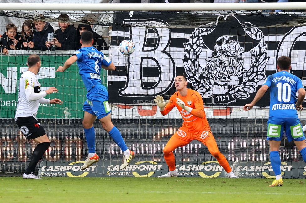 Altach - Sturm Graz
Oesterreichische Fussball Bundesliga, 15. Runde, SCR Altach - SK Sturm Graz, Stadion Schnabelholz Altach, 06.11.2022. 

Foto zeigt Alexandar Borkovic (Sturm) und Otar Kiteishvili (Sturm)
