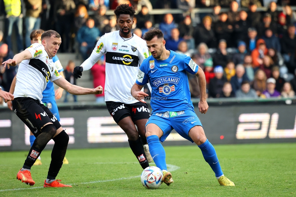 Altach - Sturm Graz
Oesterreichische Fussball Bundesliga, 15. Runde, SCR Altach - SK Sturm Graz, Stadion Schnabelholz Altach, 06.11.2022. 

Foto zeigt Albian Ajeti (Sturm)
