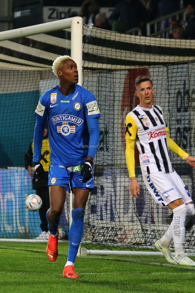 LASK - Sturm Graz
Oesterreichische Fussball Bundesliga, 16. Runde,  LASK - SK Sturm Graz, Raiffeisen Arena Pasching, 13.11.2022. 

Foto zeigt Emanuel Emegha (Sturm)
