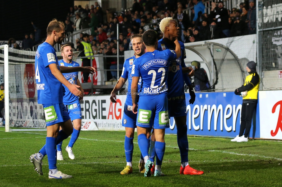 LASK - Sturm Graz
Oesterreichische Fussball Bundesliga, 16. Runde,  LASK - SK Sturm Graz, Raiffeisen Arena Pasching, 13.11.2022. 

Foto zeigt Emanuel Emegha (Sturm), Tomi Horvat (Sturm), Jakob Jantscher (Sturm) und Jusuf Gazibegovic (Sturm)
