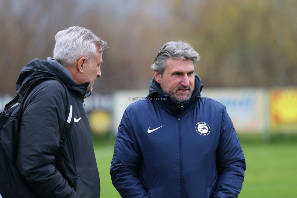 Suedburgenland - Sturm Damen
OEFB Frauen Cup, FC Suedburgenland  - SK Sturm Graz Damen, FussballArena Mischendorf, 19.11.2022. 

Foto zeigt Helmut Degen (Assistenz Trainer Sturm Damen) und Christian Lang (Cheftrainer Sturm Damen)
