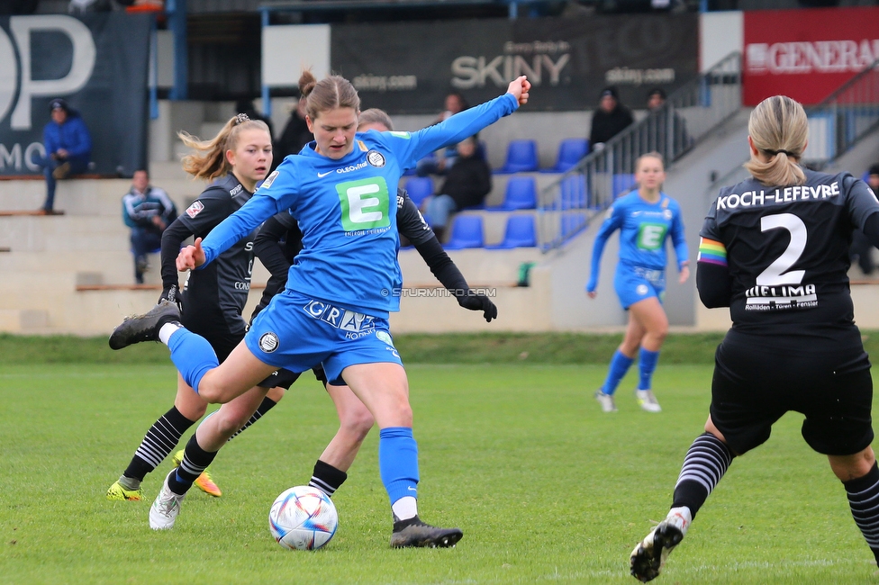 Suedburgenland - Sturm Damen
OEFB Frauen Cup, FC Suedburgenland  - SK Sturm Graz Damen, FussballArena Mischendorf, 19.11.2022. 

Foto zeigt Sophie Maierhofer (Sturm Damen)
