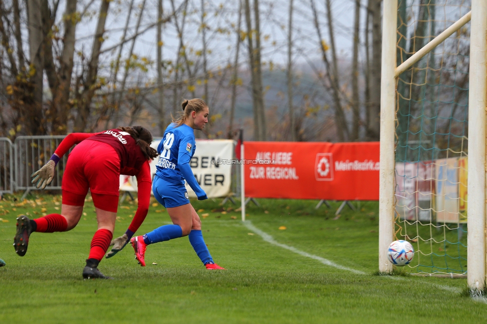 Suedburgenland - Sturm Damen
OEFB Frauen Cup, FC Suedburgenland  - SK Sturm Graz Damen, FussballArena Mischendorf, 19.11.2022. 

Foto zeigt Anna Maria Wirnsberger (Sturm Damen)
