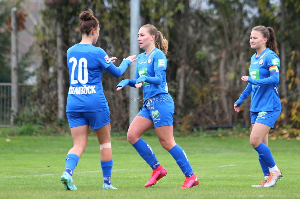 Suedburgenland - Sturm Damen
OEFB Frauen Cup, FC Suedburgenland  - SK Sturm Graz Damen, FussballArena Mischendorf, 19.11.2022. 

Foto zeigt Laura Krumboeck (Sturm Damen) und Anna Maria Wirnsberger (Sturm Damen)
