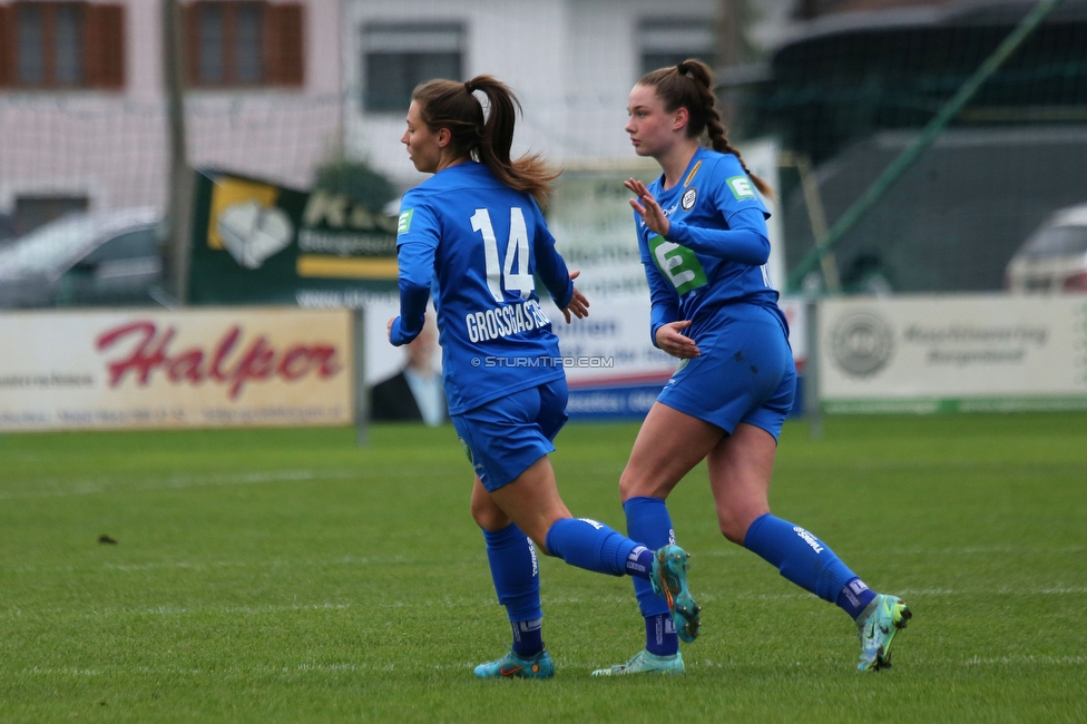 Suedburgenland - Sturm Damen
OEFB Frauen Cup, FC Suedburgenland  - SK Sturm Graz Damen, FussballArena Mischendorf, 19.11.2022.  

Foto zeigt Stefanie Grossgasteiger (Sturm Damen) und Merle Kirschstein (Sturm Damen)
