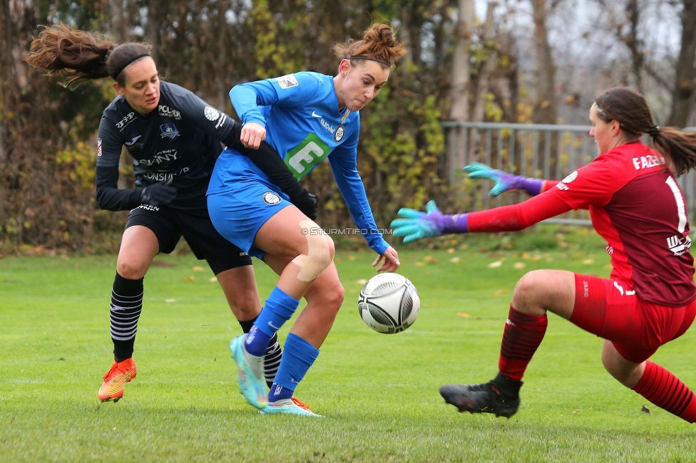 Suedburgenland - Sturm Damen
OEFB Frauen Cup, FC Suedburgenland  - SK Sturm Graz Damen, FussballArena Mischendorf, 19.11.2022. 

Foto zeigt Laura Krumboeck (Sturm Damen)
