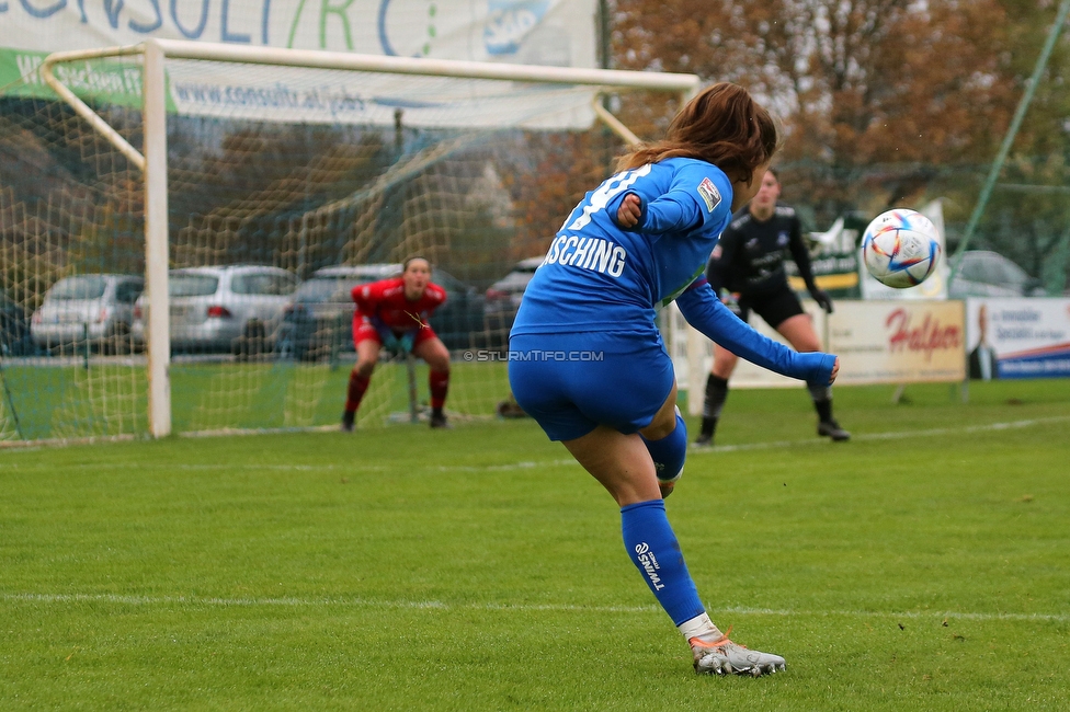 Suedburgenland - Sturm Damen
OEFB Frauen Cup, FC Suedburgenland  - SK Sturm Graz Damen, FussballArena Mischendorf, 19.11.2022. 

Foto zeigt Annabel Schasching (Sturm Damen)
