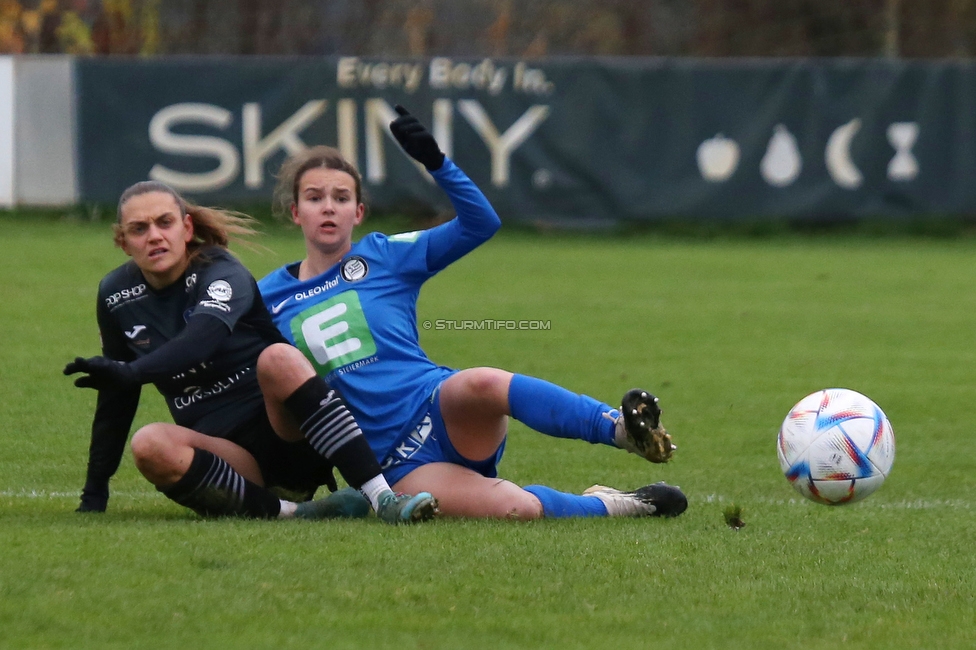 Suedburgenland - Sturm Damen
OEFB Frauen Cup, FC Suedburgenland  - SK Sturm Graz Damen, FussballArena Mischendorf, 19.11.2022. 

Foto zeigt Leonie Tragl (Sturm Damen)
