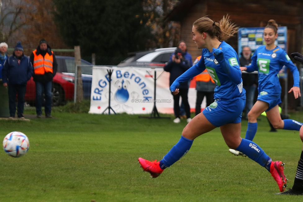 Suedburgenland - Sturm Damen
OEFB Frauen Cup, FC Suedburgenland  - SK Sturm Graz Damen, FussballArena Mischendorf, 19.11.2022. 

Foto zeigt Anna Maria Wirnsberger (Sturm Damen)
