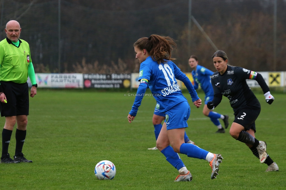 Suedburgenland - Sturm Damen
OEFB Frauen Cup, FC Suedburgenland  - SK Sturm Graz Damen, FussballArena Mischendorf, 19.11.2022. 

Foto zeigt Annabel Schasching (Sturm Damen)
