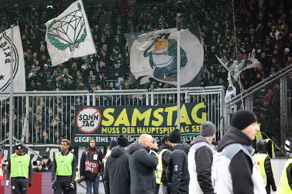 Salzburg - Sturm Graz
OEFB Cup, Viertelfinale, FC RB Salzburg - SK Sturm Graz, Stadion Wals Siezenheim, 03.02.2023. 

Foto zeigt Fans von Sturm mit einem Spruchband
Schlüsselwörter: samstag