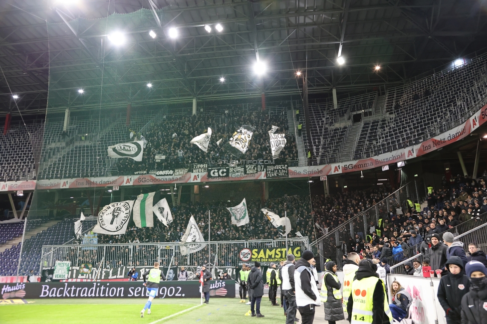 Salzburg - Sturm Graz
OEFB Cup, Viertelfinale, FC RB Salzburg - SK Sturm Graz, Stadion Wals Siezenheim, 03.02.2023. 

Foto zeigt Fans von Sturm mit einem Spruchband
Schlüsselwörter: samstag