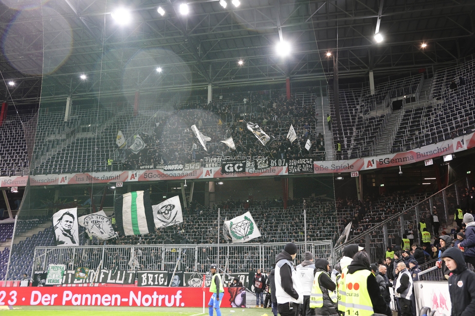 Salzburg - Sturm Graz
OEFB Cup, Viertelfinale, FC RB Salzburg - SK Sturm Graz, Stadion Wals Siezenheim, 03.02.2023. 

Foto zeigt Fans von Sturm
