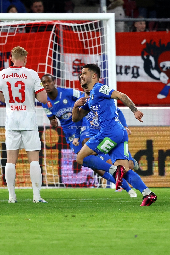 Salzburg - Sturm Graz
OEFB Cup, Viertelfinale, FC RB Salzburg - SK Sturm Graz, Stadion Wals Siezenheim, 03.02.2023. 

Foto zeigt Otar Kiteishvili (Sturm) und Jusuf Gazibegovic (Sturm)
Schlüsselwörter: torjubel