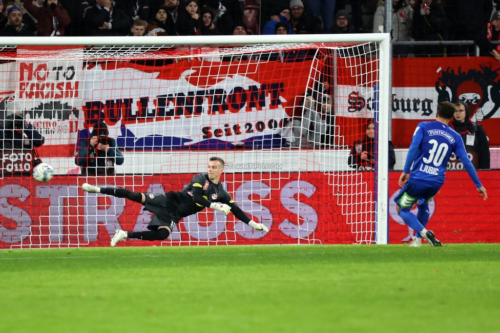 Salzburg - Sturm Graz
OEFB Cup, Viertelfinale, FC RB Salzburg - SK Sturm Graz, Stadion Wals Siezenheim, 03.02.2023. 

Foto zeigt Ivan Ljubic (Sturm)
Schlüsselwörter: elfmeter tor