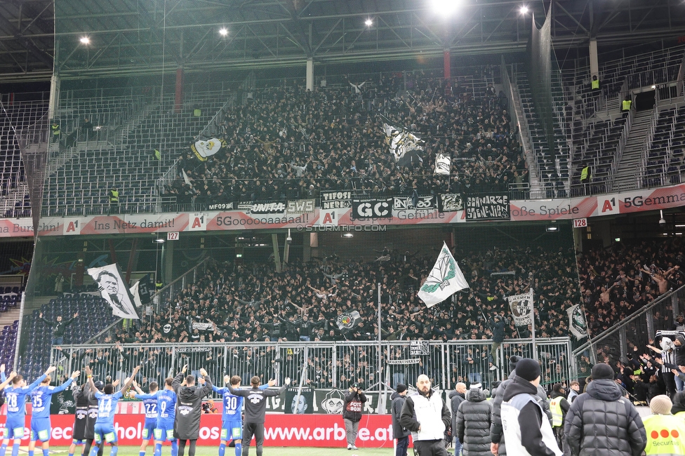 Salzburg - Sturm Graz
OEFB Cup, Viertelfinale, FC RB Salzburg - SK Sturm Graz, Stadion Wals Siezenheim, 03.02.2023. 

Foto zeigt die Mannschaft von Sturm und Fans von Sturm
