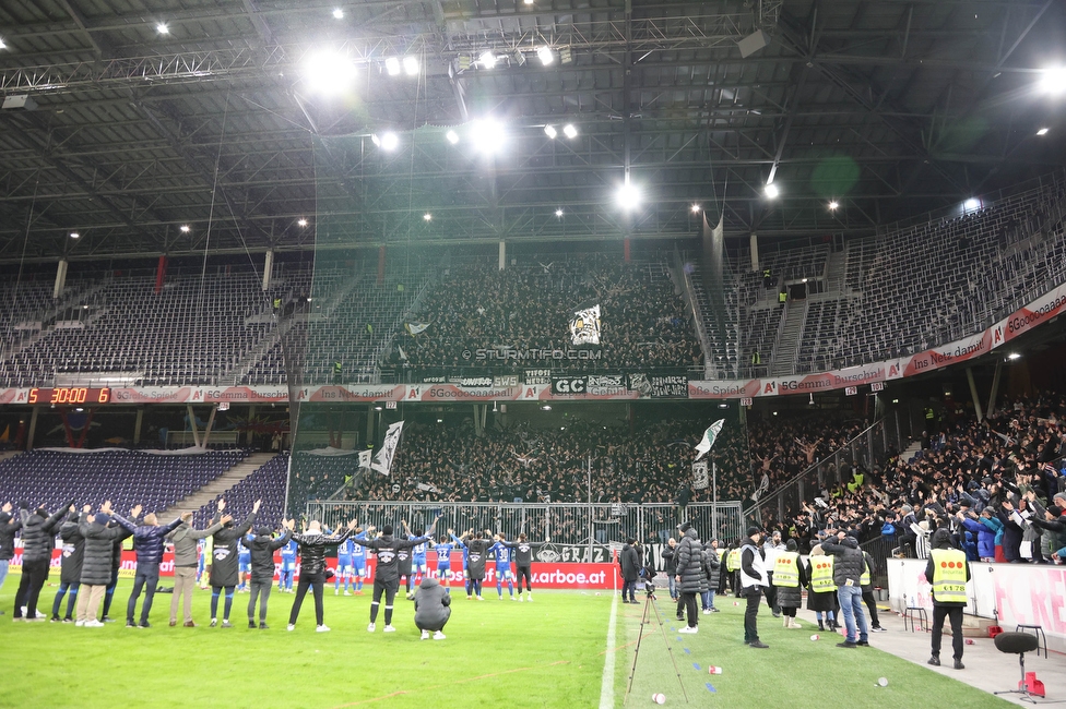 Salzburg - Sturm Graz
OEFB Cup, Viertelfinale, FC RB Salzburg - SK Sturm Graz, Stadion Wals Siezenheim, 03.02.2023. 

Foto zeigt die Mannschaft von Sturm und Fans von Sturm
