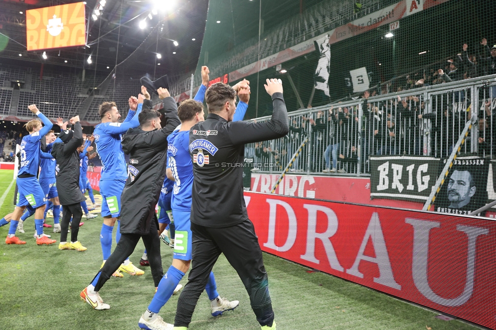 Salzburg - Sturm Graz
OEFB Cup, Viertelfinale, FC RB Salzburg - SK Sturm Graz, Stadion Wals Siezenheim, 03.02.2023. 

Foto zeigt die Mannschaft von Sturm und Fans von Sturm
