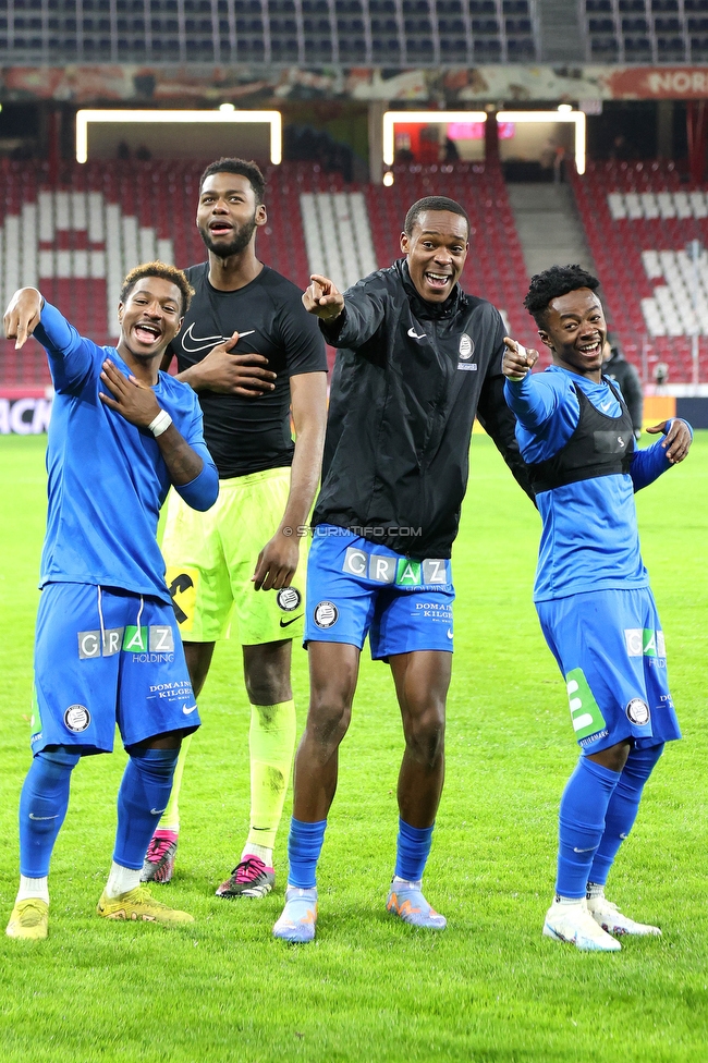 Salzburg - Sturm Graz
OEFB Cup, Viertelfinale, FC RB Salzburg - SK Sturm Graz, Stadion Wals Siezenheim, 03.02.2023. 

Foto zeigt Bryan Silva Teixeira (Sturm), Arthur Okonkwo (Sturm), Emanuel Emegha (Sturm) und Mohammed Gadafi Fuseini (Sturm)
