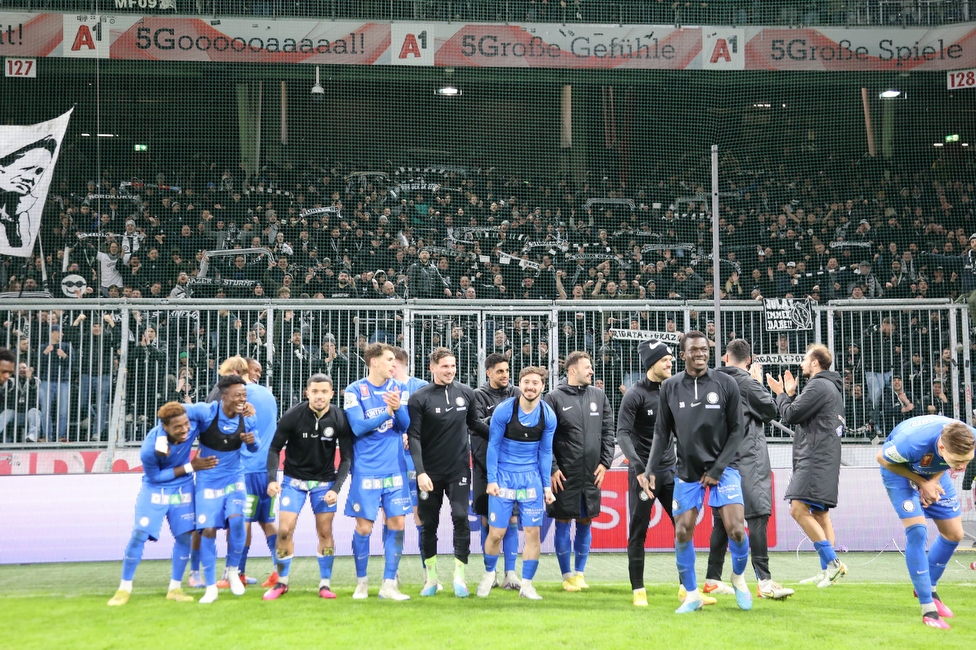 Salzburg - Sturm Graz
OEFB Cup, Viertelfinale, FC RB Salzburg - SK Sturm Graz, Stadion Wals Siezenheim, 03.02.2023. 

Foto zeigt die Mannschaft von Sturm und Fans von Sturm
