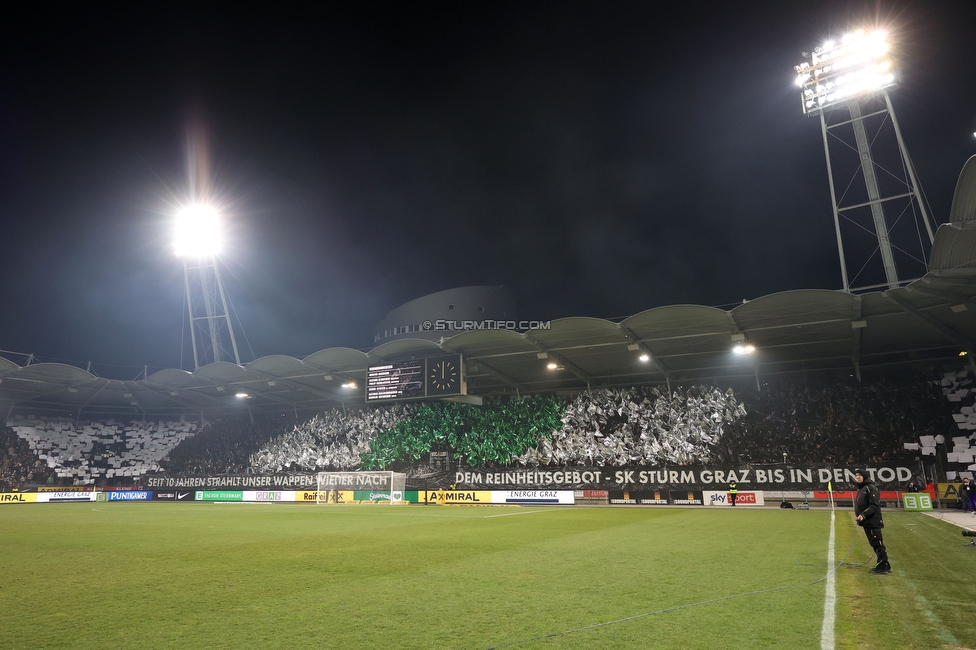 Sturm Graz - Rapid Wien
Oesterreichische Fussball Bundesliga, 17. Runde, SK Sturm Graz - SK Rapid Wien, Stadion Liebenau Graz, 10.02.2023. 

Foto zeigt Fans von Sturm mit einer Choreografie
