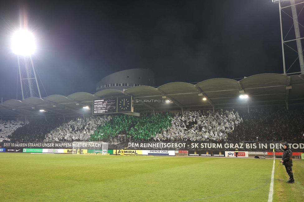 Sturm Graz - Rapid Wien
Oesterreichische Fussball Bundesliga, 17. Runde, SK Sturm Graz - SK Rapid Wien, Stadion Liebenau Graz, 10.02.2023. 

Foto zeigt Fans von Sturm mit einer Choreografie
