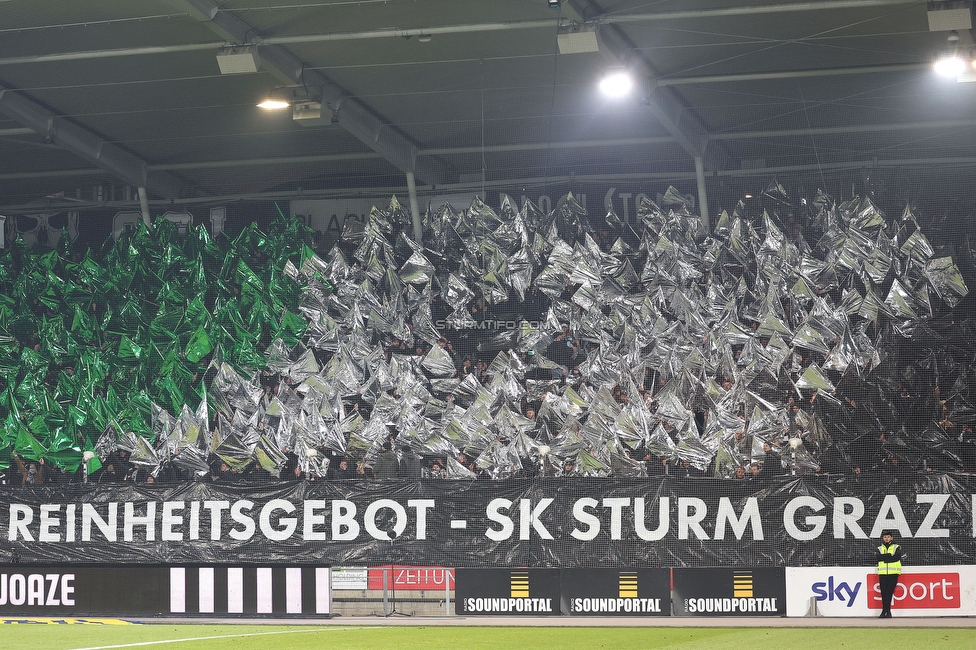 Sturm Graz - Rapid Wien
Oesterreichische Fussball Bundesliga, 17. Runde, SK Sturm Graz - SK Rapid Wien, Stadion Liebenau Graz, 10.02.2023. 

Foto zeigt Fans von Sturm mit einer Choreografie
