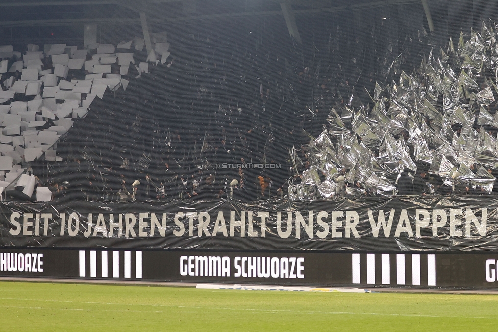 Sturm Graz - Rapid Wien
Oesterreichische Fussball Bundesliga, 17. Runde, SK Sturm Graz - SK Rapid Wien, Stadion Liebenau Graz, 10.02.2023. 

Foto zeigt Fans von Sturm mit einer Choreografie
