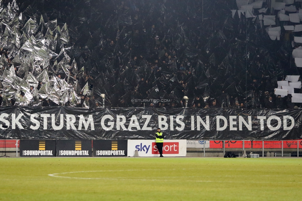 Sturm Graz - Rapid Wien
Oesterreichische Fussball Bundesliga, 17. Runde, SK Sturm Graz - SK Rapid Wien, Stadion Liebenau Graz, 10.02.2023. 

Foto zeigt Fans von Sturm
