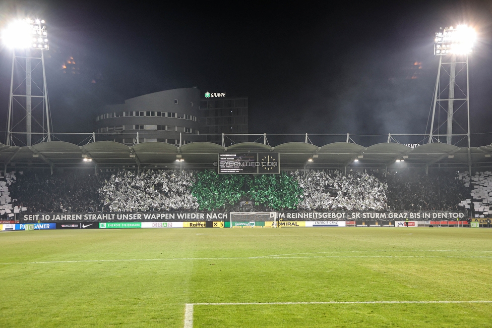 Sturm Graz - Rapid Wien
Oesterreichische Fussball Bundesliga, 17. Runde, SK Sturm Graz - SK Rapid Wien, Stadion Liebenau Graz, 10.02.2023. 

Foto zeigt Fans von Sturm mit einer Choreografie
