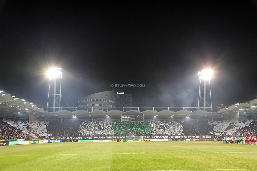 Sturm Graz - Rapid Wien
Oesterreichische Fussball Bundesliga, 17. Runde, SK Sturm Graz - SK Rapid Wien, Stadion Liebenau Graz, 10.02.2023. 

Foto zeigt Fans von Sturm mit einer Choreografie
