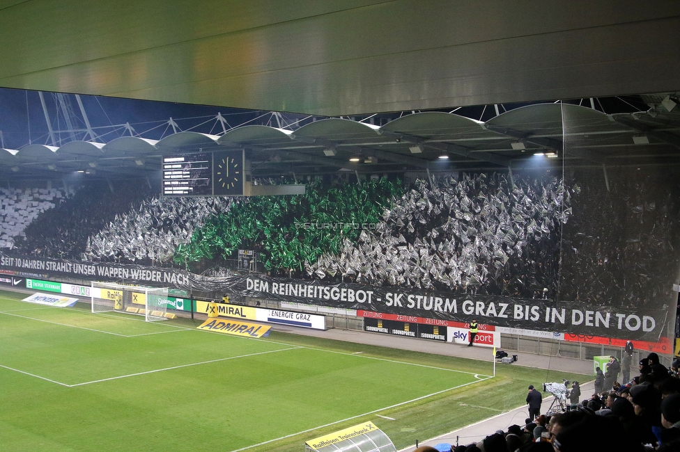 Sturm Graz - Rapid Wien
Oesterreichische Fussball Bundesliga, 17. Runde, SK Sturm Graz - SK Rapid Wien, Stadion Liebenau Graz, 10.02.2023. 

Foto zeigt Fans von Sturm mit einer Choreografie
