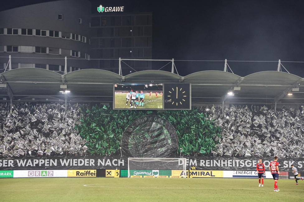 Sturm Graz - Rapid Wien
Oesterreichische Fussball Bundesliga, 17. Runde, SK Sturm Graz - SK Rapid Wien, Stadion Liebenau Graz, 10.02.2023. 

Foto zeigt Fans von Sturm mit einer Choreografie
